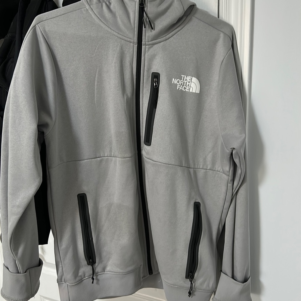 Mens Grey zip up north face hoodie
